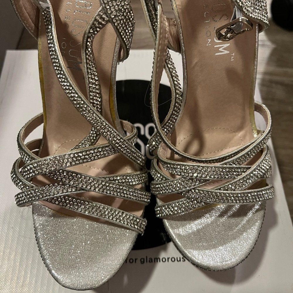 Silver crystal heels